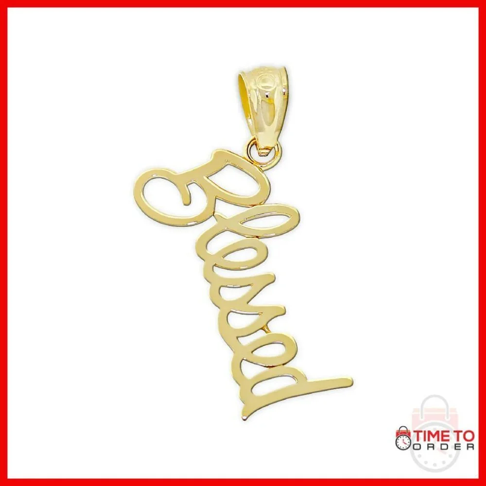 10K Solid Gold Blessed Charm Pendant for Necklace Bracelet
